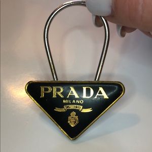 Authentic PRADA black & gold keychain